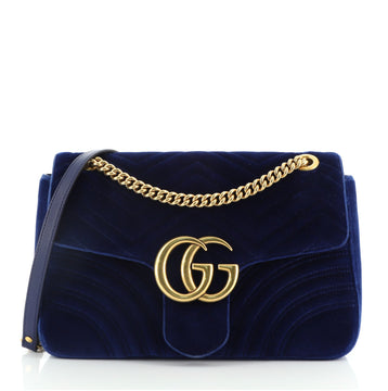 Gucci GG Marmont Flap Bag Matelasse Velvet Medium