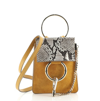Chloe Faye Bracelet Crossbody Bag Suede And Leather With Python Mini