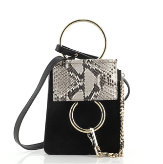 Chloe Faye Bracelet Crossbody Bag Leather and Suede Mini Black