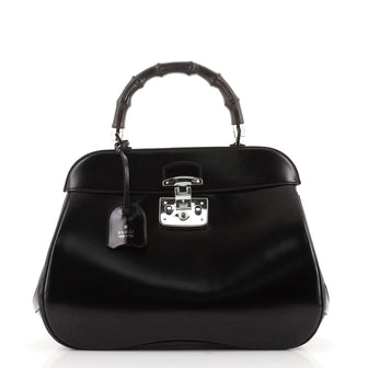 Gucci Lady Lock Bamboo Top Handle Bag Leather Large