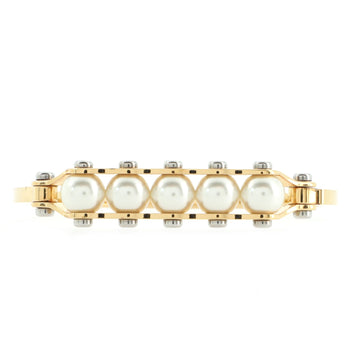 Louis Vuitton Speedy Pearls One Rank Cuff Bracelet Metal and Faux Pearls
