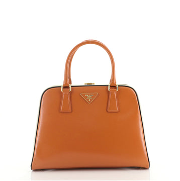 Prada Pyramid Top Handle Bag Vernice Saffiano Leather Medium