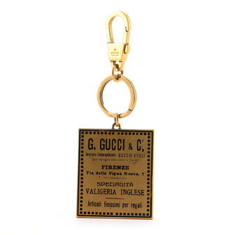 Gucci Vintage Label Logo Plate Bag Charm and Key Holder Metal