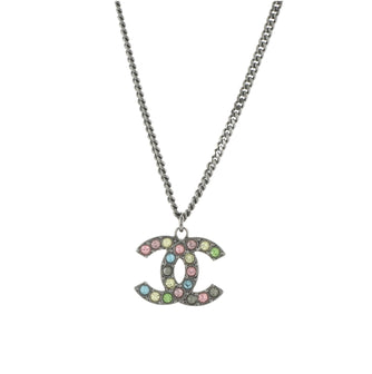 Chanel Rainbow CC Pendant Necklace Metal and Crystals