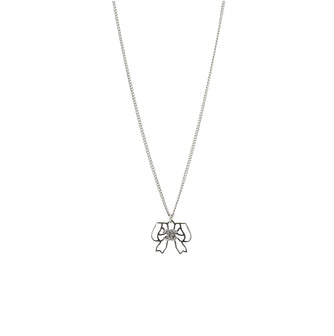 Chanel CC Ribbon Cut-Out Pendant Necklace Metal with Crystals