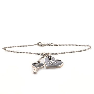 Chanel CC Heart and Key Charm Bracelet Metal and Enamel