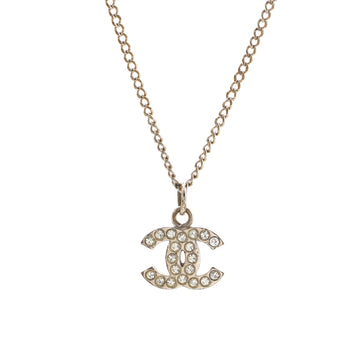 Chanel CC Long Pendant Necklace Crystal Embellished Metal