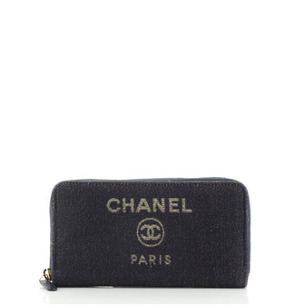 Chanel Deauville Zip Around Wallet Lurex Canvas Long
