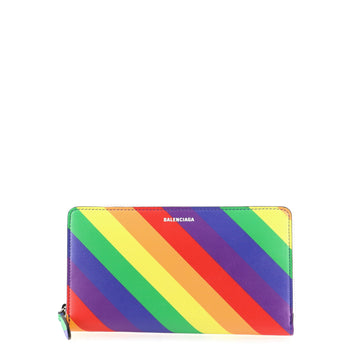 Balenciaga Rainbow Ville Continental Zip Around Wallet Printed Leather Long