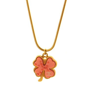 Chanel CC Clover Pendant Necklace Metal and Resin