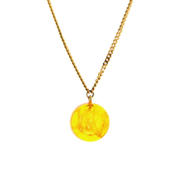 Chanel Vintage Camellia Pendant Necklace Resin