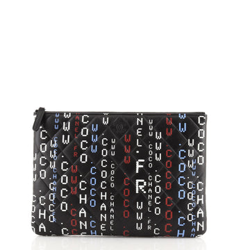 Chanel Data Center O Case Clutch Quilted Printed Lambskin Medium