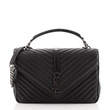 Saint Laurent Classic Monogram College Bag Matelasse Chevron Leather Large