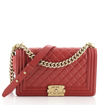 Chanel Boy Flap Bag Quilted Lambskin Old Medium