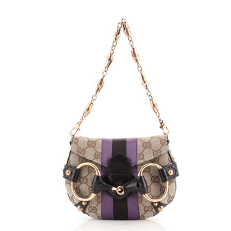 Gucci Horsebit Web Chain Shoulder Bag GG Canvas Mini