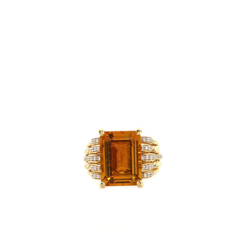 David Yurman Tides Statement Ring 18K Yellow Gold with Citrine and Diamonds 7mm