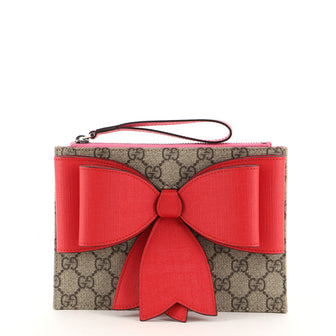 Gucci Bow Kid's Clutch GG Coated Canvas with Leather