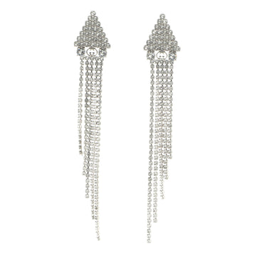 Gucci Interlocking G Fringe Drop Earrings Metal with Crystals