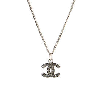 Chanel CC Long Pendant Necklace Crystal Embellished Metal