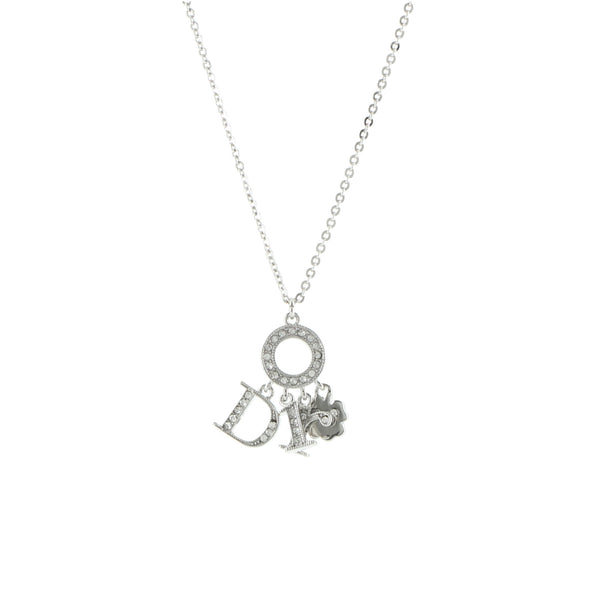 Dior, Jewelry, Dior Silver Clover Spellout Pendant Necklace
