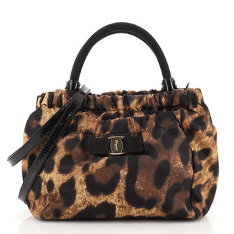 Salvatore Ferragamo Vara Bow Convertible Satchel Printed Nylon