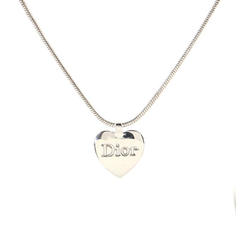 Christian Dior Logo Heart Pendant Necklace Metal