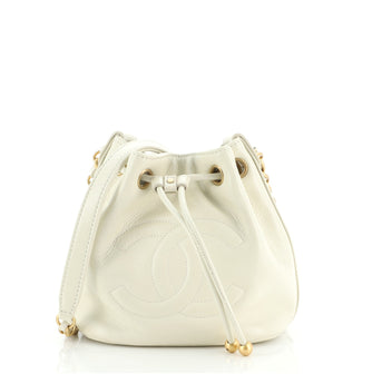 Chanel CC Drawstring Bucket Bag Shiny Aged Calfskin Small