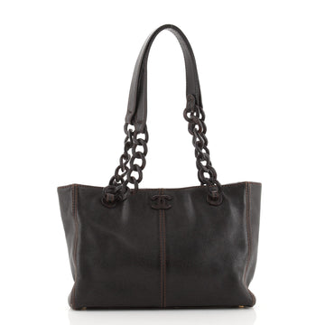 Chanel Vintage Wood Chain Tote Leather Medium