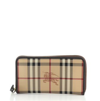 Burberry Ziggy Zip Around Wallet Haymarket Coated Canvas Large