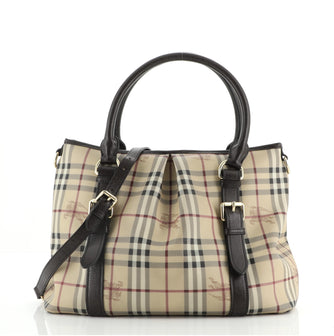 Burberry Northfield Convertible Tote Haymarket Coated Canvas Large