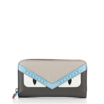 Fendi Monster Zip Around Wallet Studded Leather Long