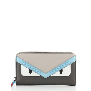 Fendi Monster Zip Around Wallet Studded Leather Long