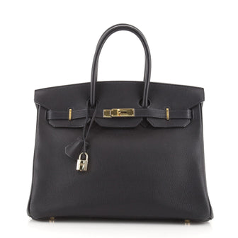 Hermes Birkin Handbag Blue Togo with Gold Hardware 35
