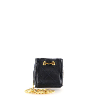 Chanel Vintage CC Chain Bucket Bag Quilted Leather Micro