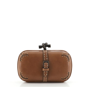 Bottega Veneta Box Knot Clutch Topstitched Leather Small