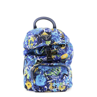 Prada Front Pocket Backpack Printed Tessuto Small