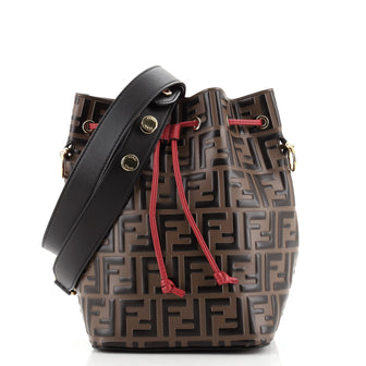 Fendi Mon Tresor Bucket Bag Zucca Embossed Leather Small