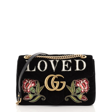 Gucci GG Marmont Flap Bag Embroidered Matelasse Velvet Medium