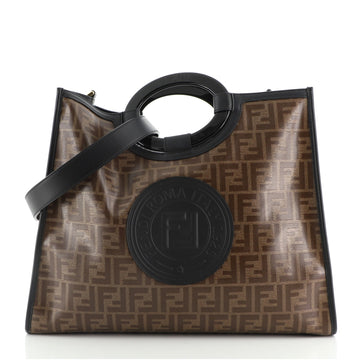 Fendi Runaway Shopper Tote Zucca Coated Canvas Medium