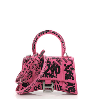 Balenciaga Hourglass Graffiti Top Handle Bag Leather XS