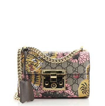 Gucci Padlock Shoulder Bag Bengal Print GG Coated Canvas Small