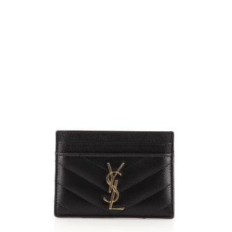 Saint Laurent Classic Monogram Card Holder Matelasse Chevron Leather
