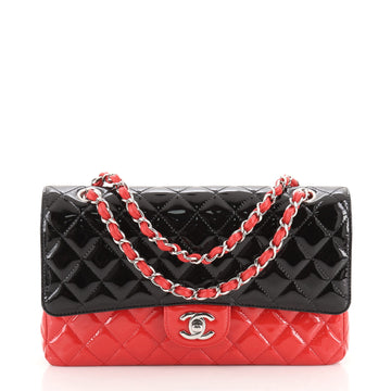 Chanel Bicolor Classic Double Flap Bag Quilted Patent Medium