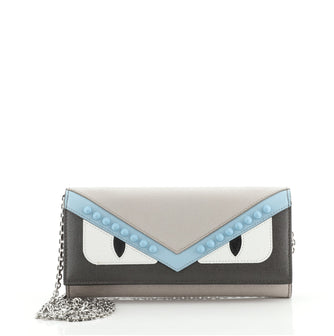Fendi Monster Continental Wallet on Chain Studded Leather