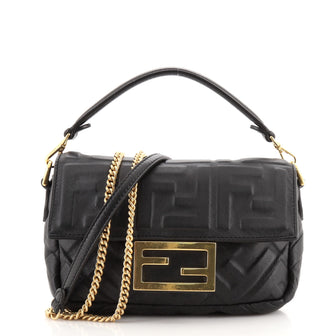 Fendi Baguette NM Bag Zucca Embossed Leather Mini