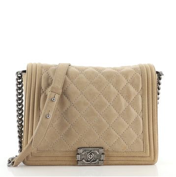 Chanel Stitch Boy Flap Bag Quilted Nubuck Large