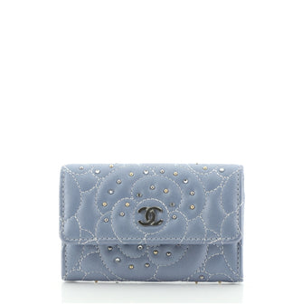 Chanel Camellia Card Case Studded Camellia Lambskin