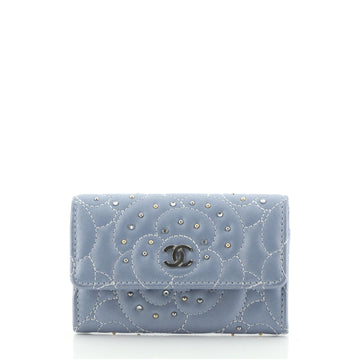 Chanel Camellia Card Case Studded Camellia Lambskin