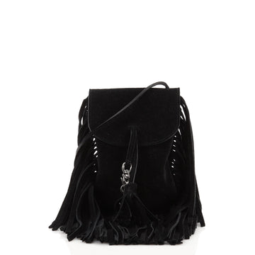 Saint Laurent Anita Flat Fringe Crossbody Bag Suede Mini