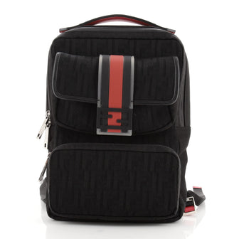 Fendi Baguette Pocket Zip Backpack Zucca Mesh with Nylon and Rubber Medium
